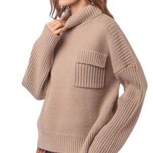 95. Women's Mocha Knit Sweater with Pocket NWT